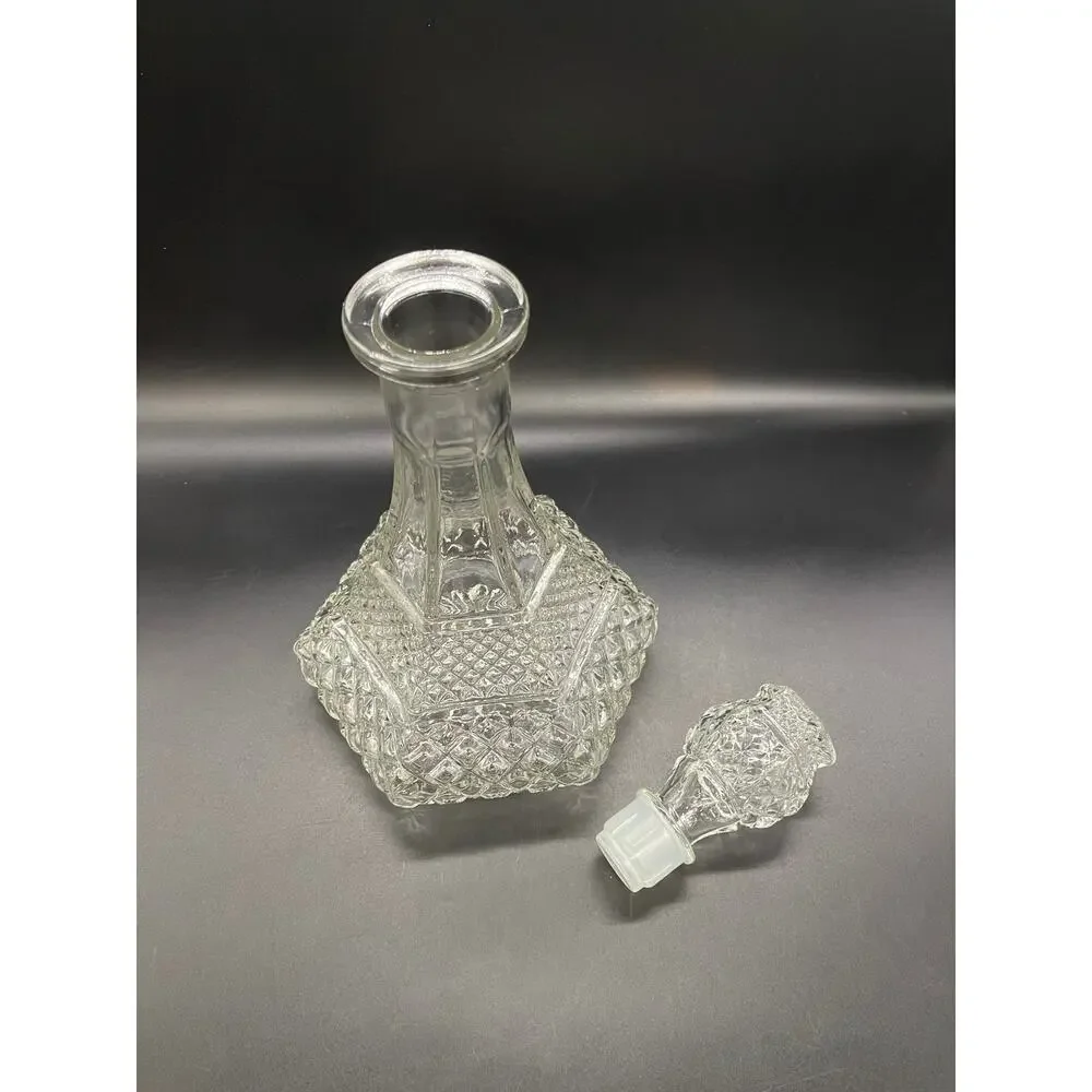 Vintage Wexford Clear Cut Glass Liqueur Decanter with Stopper